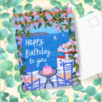 HAPPY BIRTHDAY Flowers Terrace Greek Island
