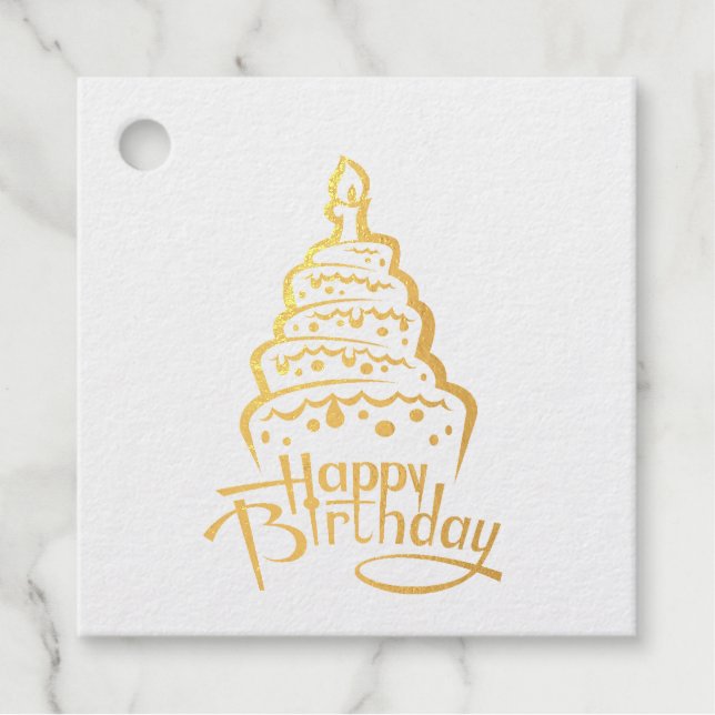 Happy Birthday Foil Favour Tag (Front)
