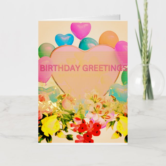 Happy Birthday Folded Foil Greeting Card (Front)
