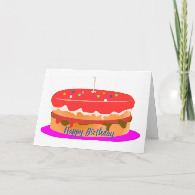 Happy Birthday Folded Greeting Card (Front)