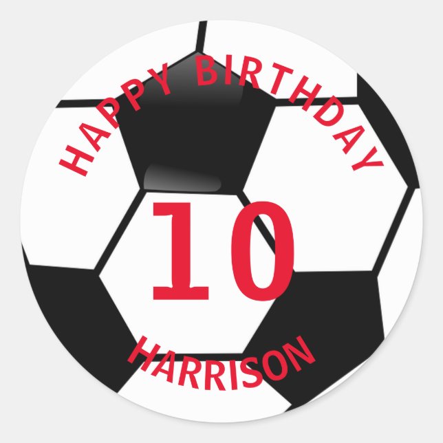 Happy Birthday Football Classic Round Sticker (Front)