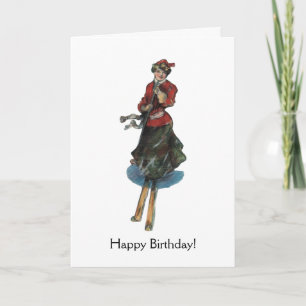 Happy Birthday for a Woman Skier Thank You Card