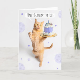 Happy Birthday For Anyone Cute Orange Tabby Cat  Holiday Card