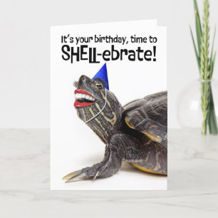Happy Birthday For Anyone Funny Turtle With Smile Holiday Card