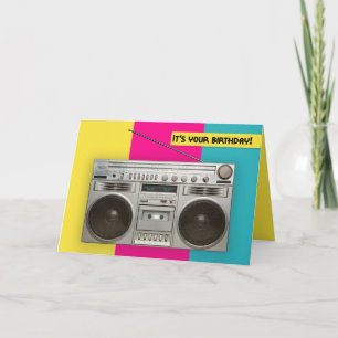 Happy Birthday For Anyone Retro Boombox Humour  Holiday Card