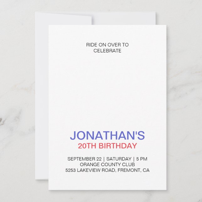 Happy Birthday For Cyclist Customise Invitation (Front)