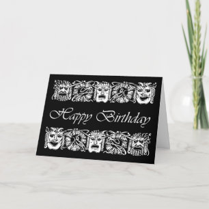 Happy Birthday for Drama Teacher, Theater Masks Card