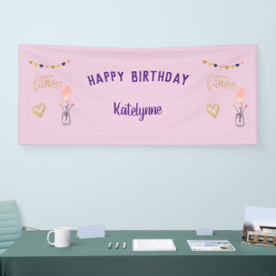 Happy Birthday for Her Personalised Heart Balloons Banner