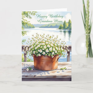 Happy Birthday for Mum Flowers in Copper pot Card