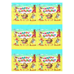 Happy Birthday Forest Friends Tablecloth