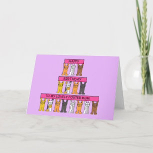 Happy Birthday Foster Mum Cartoon Cats Card