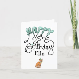 Happy Birthday Fox and Balloons greeting card