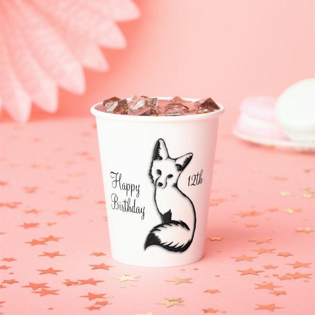 Happy Birthday Fox w Age Paper Cups (Insitu)