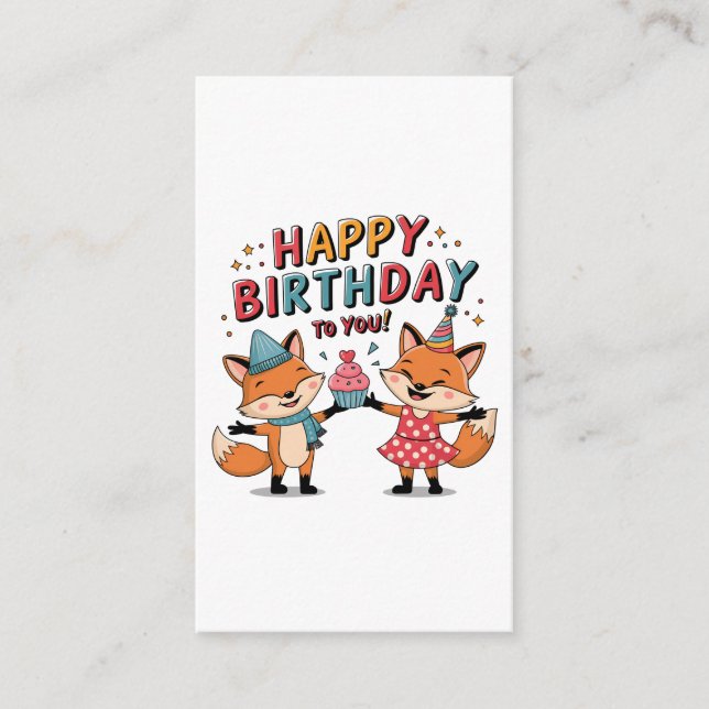 Happy Birthday Foxes Enclosure Card (Front)