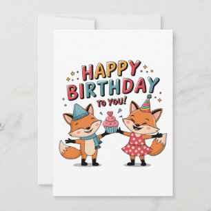 Happy Birthday Foxes Invitation