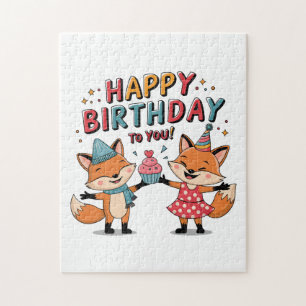 Happy Birthday Foxes Jigsaw Puzzle
