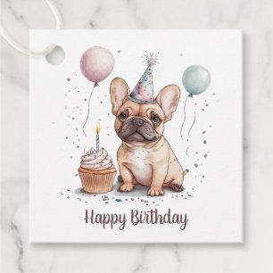 Happy Birthday French Bulldog Favour Tags