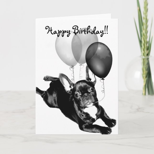 Happy Birthday French Bulldog greeting card (Front)