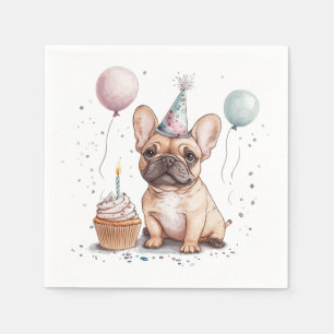 Happy Birthday French Bulldog Napkin