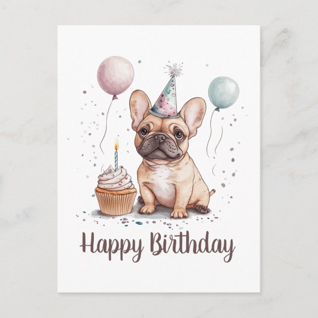 Happy Birthday French Bulldog Postcard (Front)