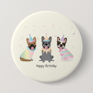 Happy Birthday French Bulldogs 7.5 Cm Round Badge