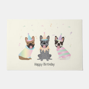 Happy Birthday French Bulldogs Doormat