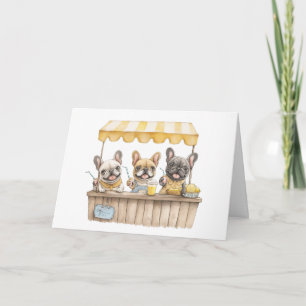 Happy Birthday French Bulldogs Lemonade Stand Card