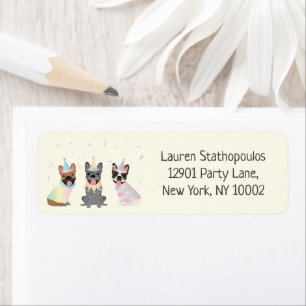 Happy Birthday French Bulldogs Return Address Label