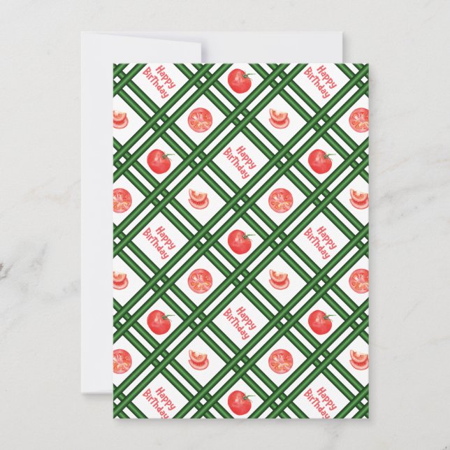Happy Birthday - Fresh Tomato Pattern Holiday Card (Front)