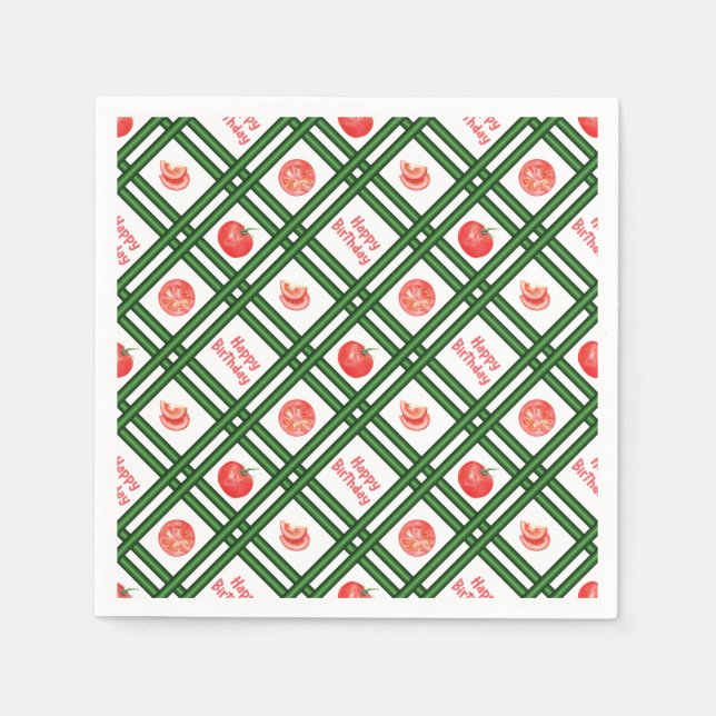 Happy Birthday - Fresh Tomato Pattern Napkin (Front)