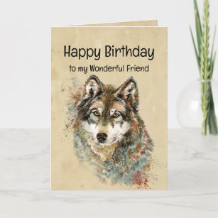 Happy Birthday Friend Wolf, Wolves Card
