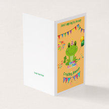 Happy Birthday Frog Banners Balloon Firework card