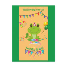 Happy Birthday Frog Banners Balloon Fireworks