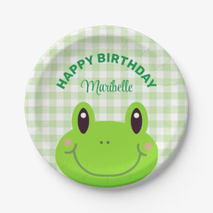 Happy Birthday Frog Cute Pink Paper Plate