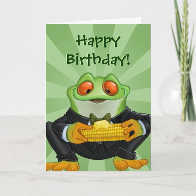 Happy Birthday frog greeting card (Front)