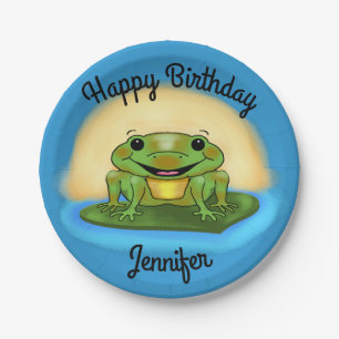 Happy Birthday Frog on a Lily Pad Paper Plates
