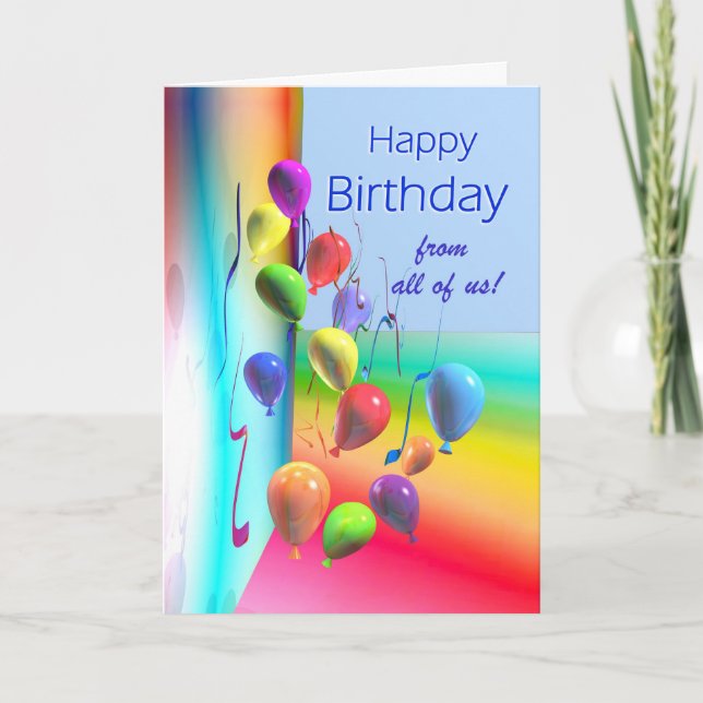 Happy Birthday from all - Balloon Wall Card (Front)