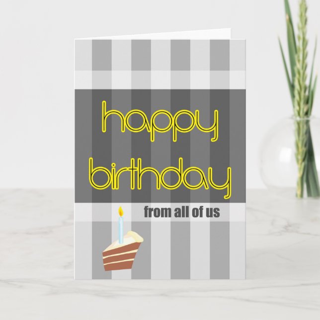 happy birthday from all of us yellow gray card (Front)