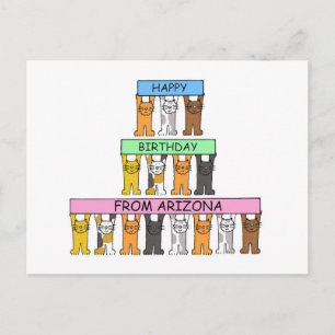 Happy Birthday from Arizona Cartoon Cats Postcard