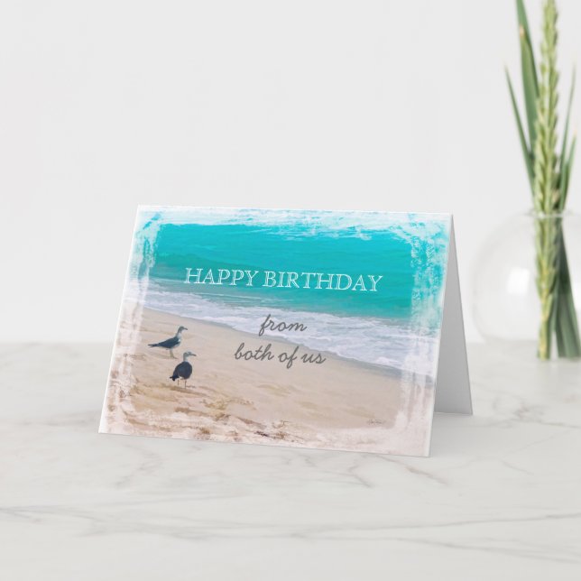 Happy Birthday from both of us with beach art Card (Front)