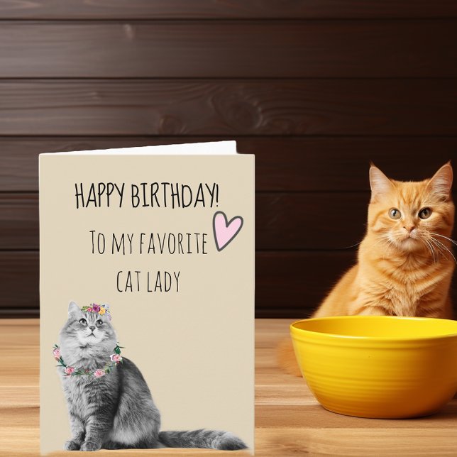 Happy Birthday From Cat Lady Mum Pretty Card (Creator Uploaded)