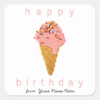 Happy Birthday from Custom Stickers Ice Cream Cone