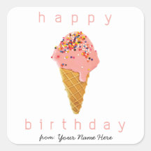 Happy Birthday from Custom Stickers Ice Cream Cone