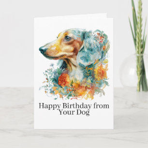Happy Birthday from Dog Cute Floral Dachshund Card