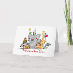 Happy Birthday from Group - Cute Zoo Animals Card
