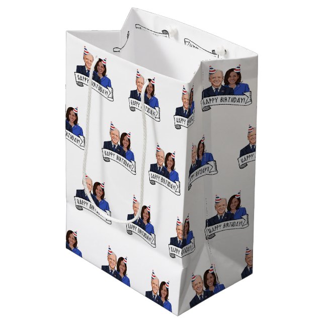 Happy Birthday from Joe and Kamala Medium Gift Bag (Front Angled)