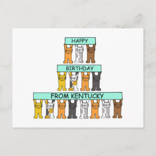 Happy Birthday from Kentucky Cartoon Cats Postcard