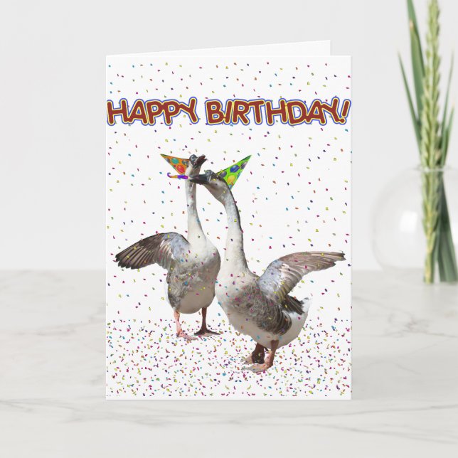 Happy Birthday from Partying Geese! Card (Front)