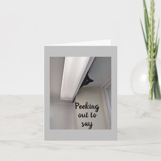 "HAPPY BIRTHDAY" FROM PEEKING CAT Card (Front)