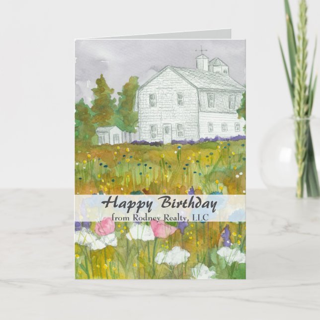Happy Birthday From Real Estate Agent Farmhouse Card (Front)